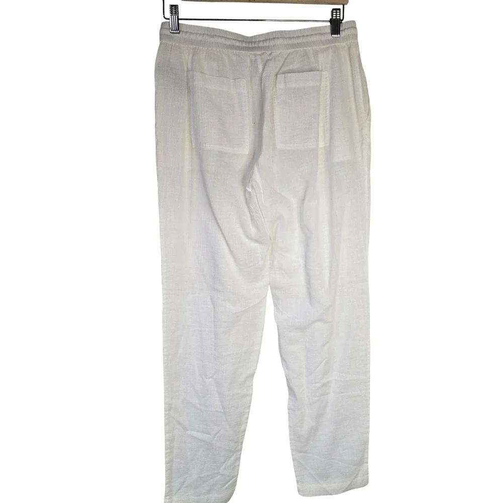 J. Crew‎ Beach Pants Women S White 100% Cotton Gauze Coastal Summer